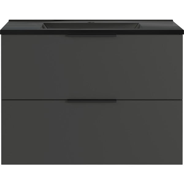 Czarno-antracytowa wisząca szafka z umywalką 81x61 cm Crandon – Germania