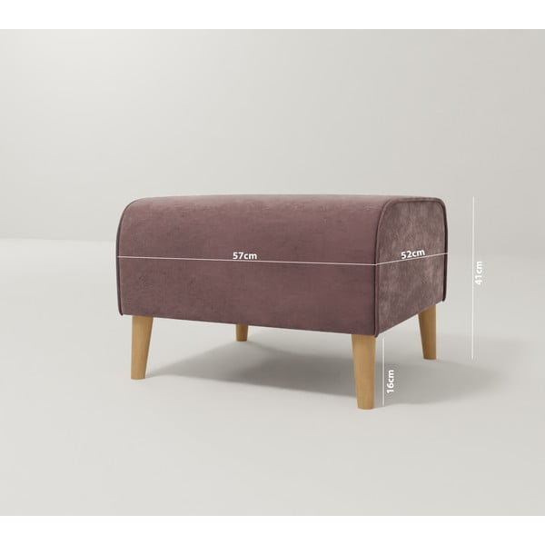 Różowy aksamitny podnóżek Carole – Ropez-image-3