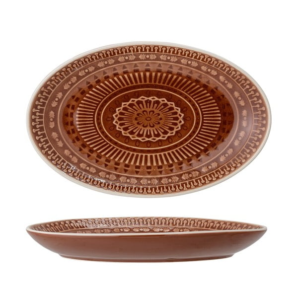 Brązowoczerwony talerz do serwowania Bloomingville Rani, 22,5x14 cm-image-3