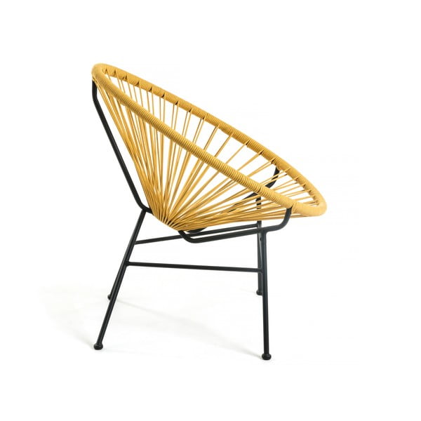 Musztardowy fotel ogrodowy ze stalową konstrukcją Kave Home Samantha-image-2