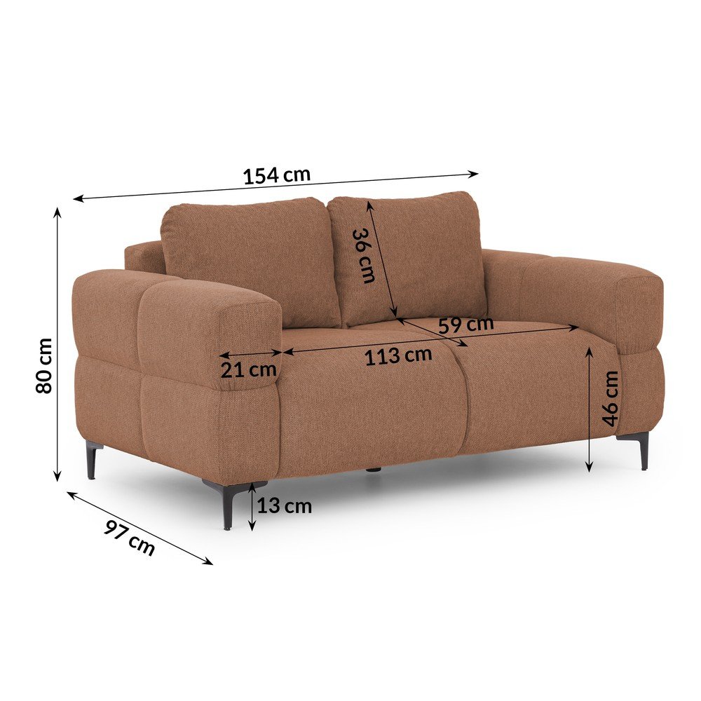 Sofa w kolorze terakoty 154 cm Helio – Ropez (zdjęcie 3)