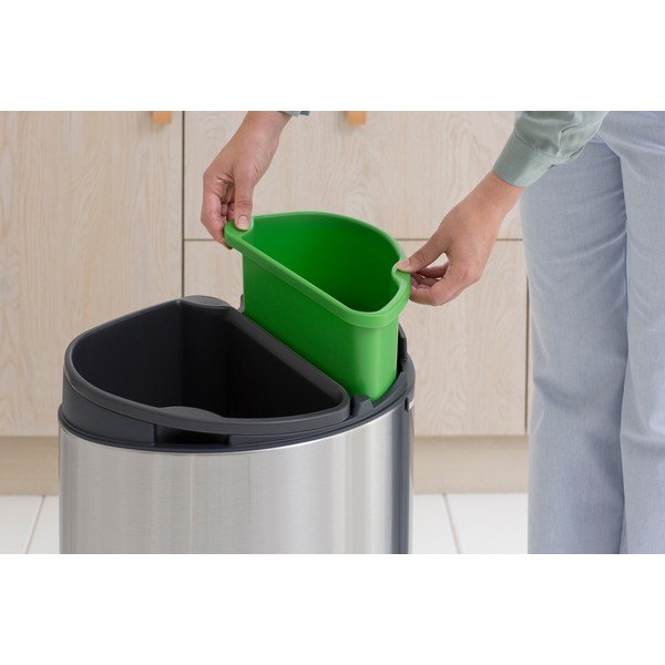 Stalowy kosz na śmieci do segregacji odpadów otwierany na dotyk w kolorze matowego srebra 33 l Touch Bin Recycle – Brabantia-image-4