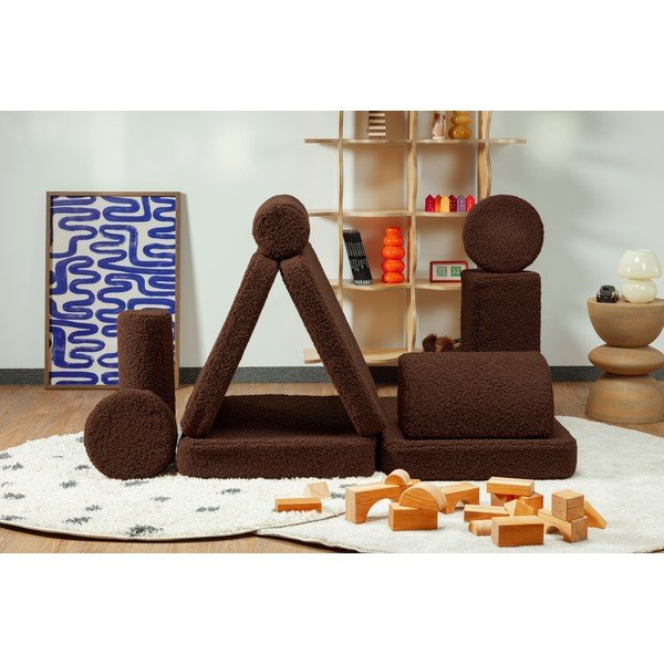 Ciemnobrązowa poduszka na sofę dziecięcą z materiału bouclé Warm Hazel – Wigiwama-image-2