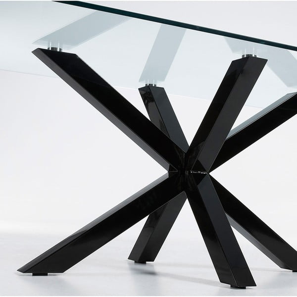 Stół do jadalni ze szklanym blatem i czarną konstrukcją Kave Home, 160 x 90 cm-image-4