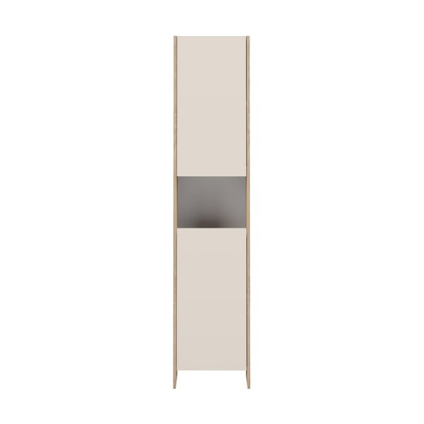Beżowa wysoka szafka łazienkowa w dekorze dębu 38x180 cm Biarritz − TemaHome 