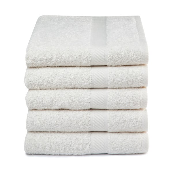 Zestaw 5 kremowych ręczników Ekkelboom, 50x100 cm