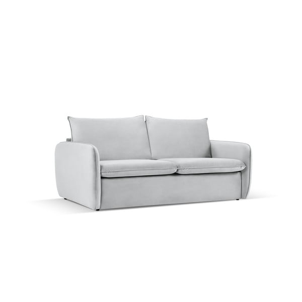 Jasnoszara aksamitna rozkładana sofa 214 cm Vienna – Cosmopolitan Design-image-1
