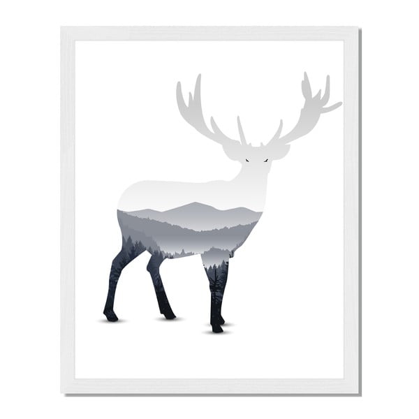 Obraz w ramie Liv Corday Scandi Mountain Deer, 40x50 cm