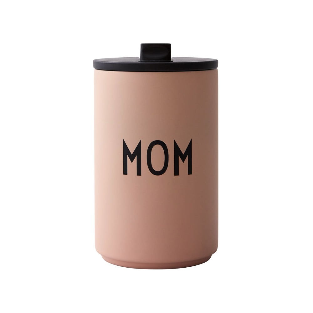 Różowy kubek termiczny Design Letters Mom, 350 ml