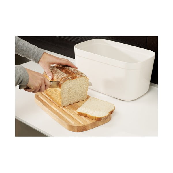 Biały chlebak z drewnianą pokrywką Joseph Joseph Bin-image-2