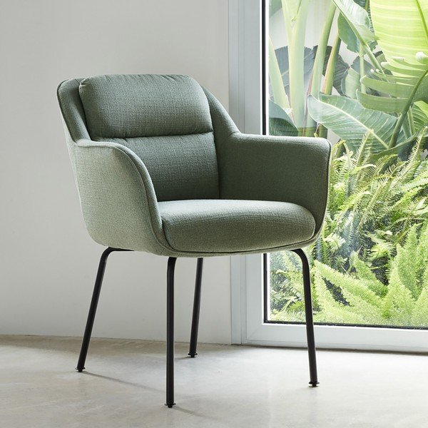 Zielony tapicerowany fotel jadalniany z podłokietnikami Sadira – Teulat-image-1