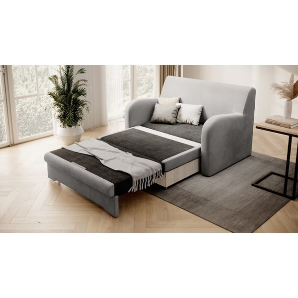 Jasnoszara aksamitna rozkładana sofa 130 cm Ario – ELTAP-image-1