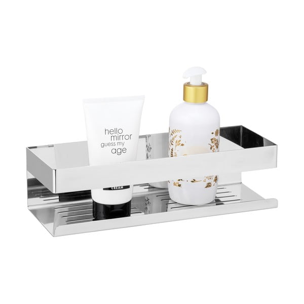 Samoprzylepna półka łazienkowa ze stali nierdzewnej w kolorze srebra z połyskiem Genova – Wenko