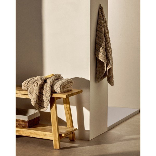 Beżowy bawełniany ręcznik frotte 50x90 cm Rune – Kave Home-image-4