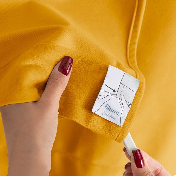 Musztardowa aksamitna zasłona częściowo zaciemniająca (dimout) 200x250 cm Velto – Filumi-image-2