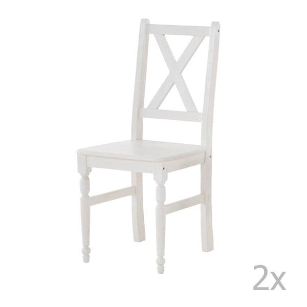 Zestaw 2 białych krzeseł z litego drewna 13Casa Brigitte