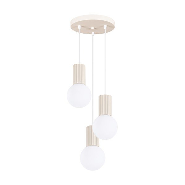 Beżowa metalowa lampa wisząca ze szklanym kloszem ø 25 cm Orbital – Sollux