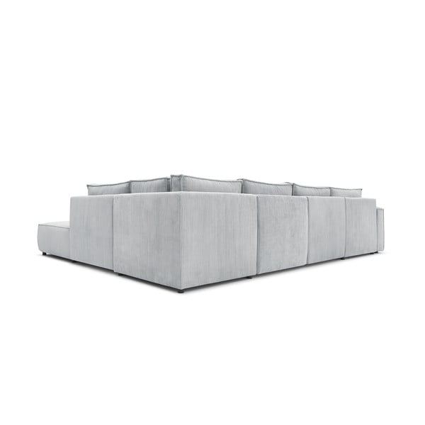 Jasnoszary sztruksowy narożnik (prawostronny/w kształcie litery U) Nihad modular – Bobochic Paris-image-4