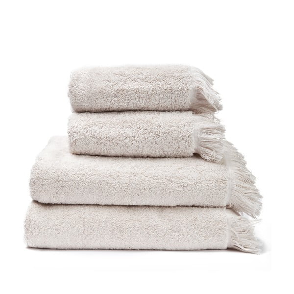 Zestaw 2 kremowych ręczników bawełnianych i 2 ręczników kąpielowych Casa Di Bassi Bath