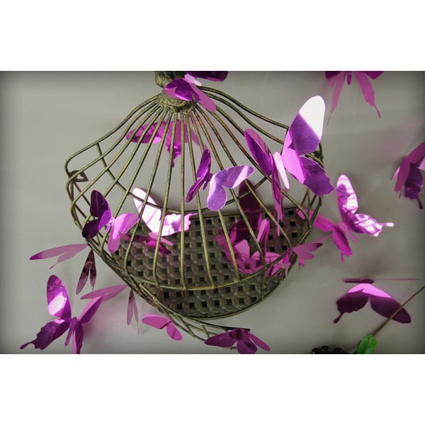 Zestaw 12 fioletowych naklejek 3D Ambiance Butterflies Purple-image-2