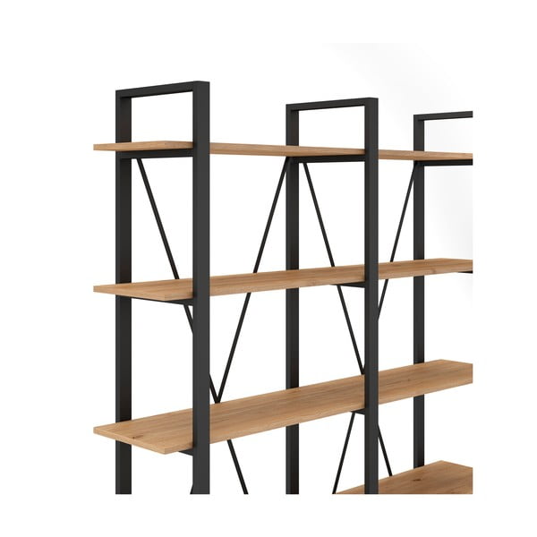 Czarno-naturalny regał w dekorze dębu 150x180 cm Aviva – Marckeric-image-4