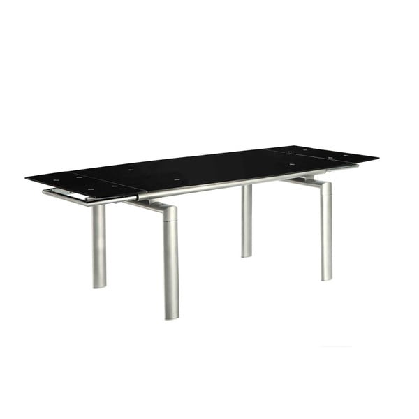 Stół rozkładany z czarnym szklanym blatem Pondecor Sabah, 100x160 cm