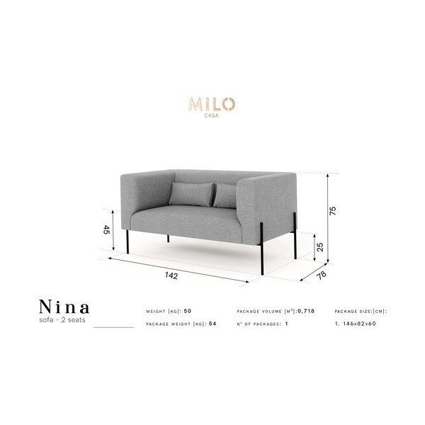 Żółta sofa Milo Casa Nina, 142 cm-image-4
