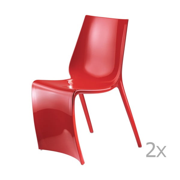 Zestaw 2 czerwonych krzeseł Pedrali Smart