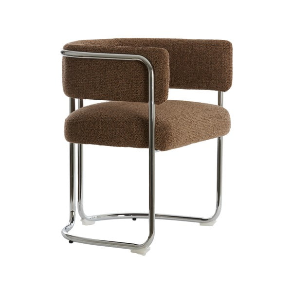 Brązowy metalowy fotel jadalniany z podłokietnikami Adante – Light & Living