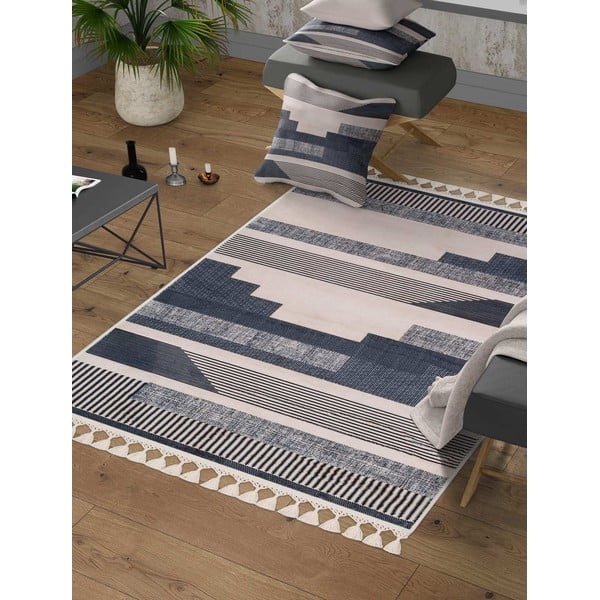 Szaro-beżowy dywan odpowiedni do prania 160x100 cm − Vitaus-image-1