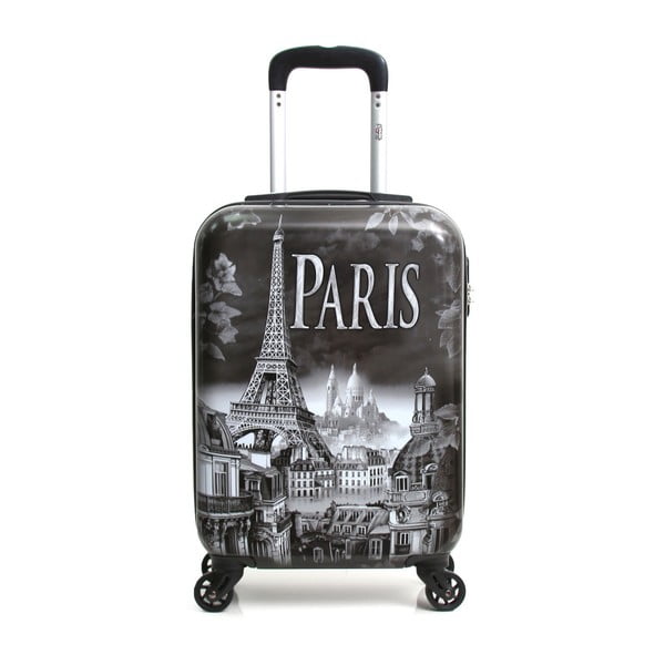 Szara walizka na kółkach Hello Paris