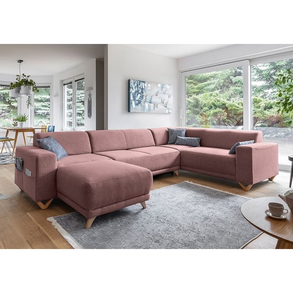 Różowy rozkładany/ze schowkiem narożnik (prawostronny/w kształcie litery U) Classy Sophie – Miuform-image-3