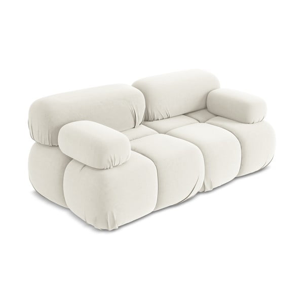 Biała aksamitna sofa modułowa 190 cm Lokua – Makamii-image-2