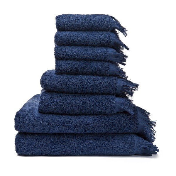 Zestaw 6 niebieskich ręczników bawełnianych i 2 ręczników kąpielowych Casa Di Bassi Bath