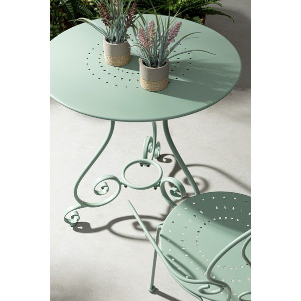 Miętowe metalowe krzesło ogrodowe Etienne – Bizzotto-image-1