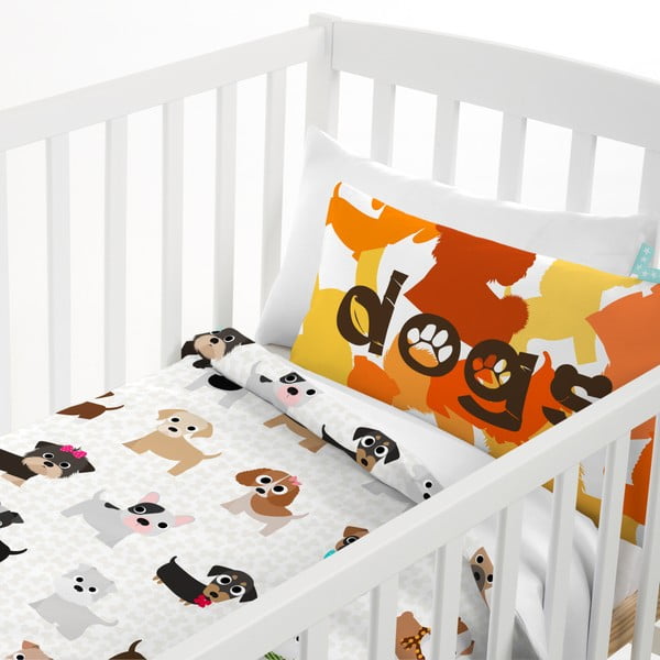 Pościel bawełniana dziecięca z poszewką na poduszkę Mr. Fox Dogs, 100x120 cm-image-4