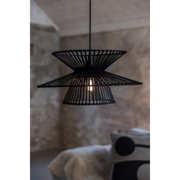 Czarna lampa wisząca z bambusowym kloszem ø 57 cm Duplici – Markslöjd-image-3