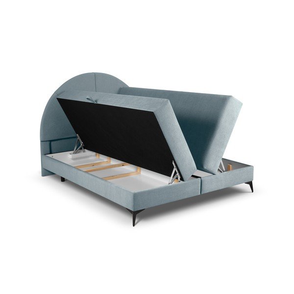 Jasnoniebieskie łóżko boxspring ze schowkiem 180x200 cm Sunset – Cosmopolitan Design-image-4