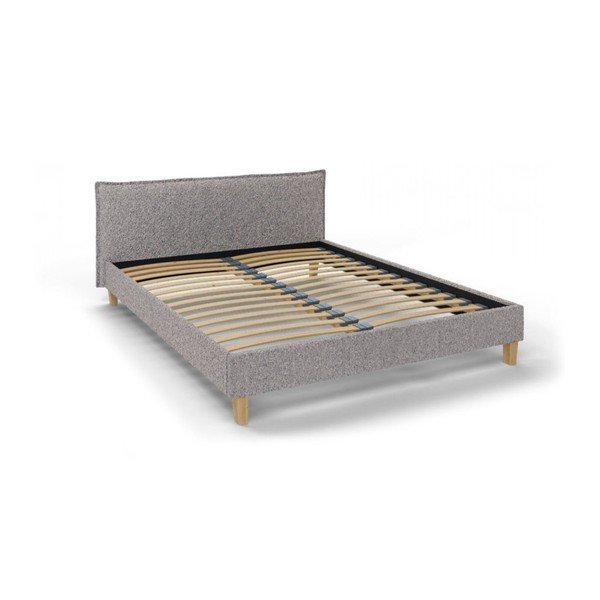 Szare tapicerowane łóżko dwuosobowe ze stelażem 160x200 cm Tina – Ropez