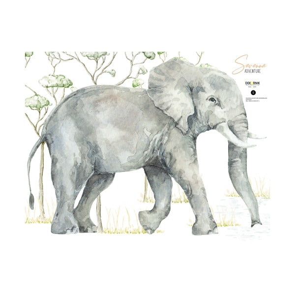 Naklejka ścienna ze słoniem Dekornik, 125x92 cm