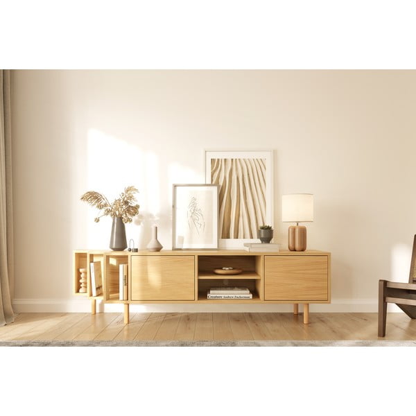 Szafka pod TV w dekorze dębu w naturalnym kolorze 189x50x44 cm Shift – Woodman-image-1