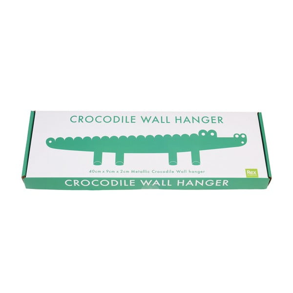Zielony metalowy dziecięcy wieszak ścienny Crocodile – Rex London-image-2