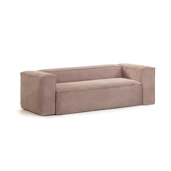 Różowa sztruksowa sofa Kave Home Blok, 240 cm-image-2