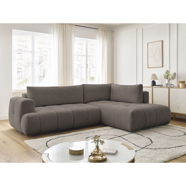 Szarobrązowy rozkładany/ze schowkiem narożnik (prawostronny/w kształcie litery L) Fuji – Bobochic Paris-image-1