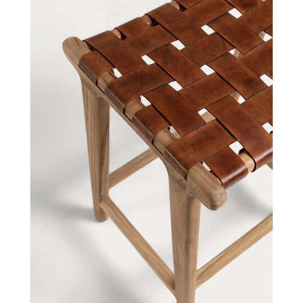 Hoker z imitacji skóry w naturalnym kolorze (wysokość siedziska 67 cm) Calixta – Kave Home-image-2