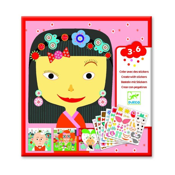 Zestaw obrazków z naklejkami Djeco Faces-image-2