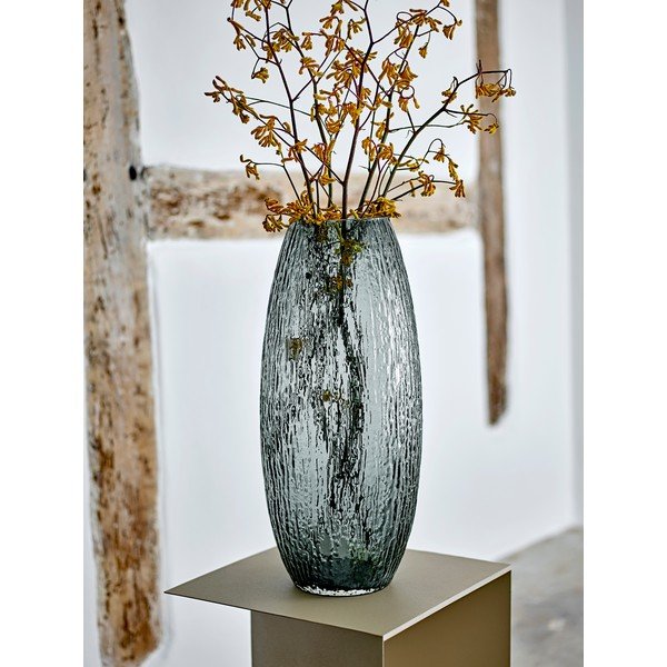 Szary szklany ręcznie wykonany wazon (wysokość 50 cm) Brock – Bloomingville-image-1