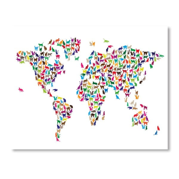 Plakat z kolorową mapą świata Americanflat Butterflies, 60x42 cm