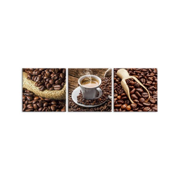 Zestaw 3 obrazów Styler Glasspik Set Coffee Uno