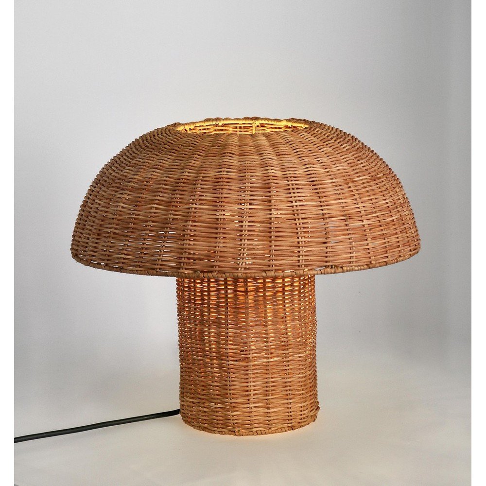 Rattanowa lampa stołowa LED w naturalnym kolorze z rattanowym kloszem (wysokość 40 cm) Irele – Bizzotto (zdjęcie 4)